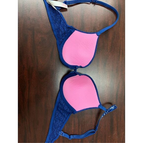 PINK Victoria’s Secret Wear Everywhere Push-Up Bra with Rhinestone Straps 32B - Picture 7 of 10